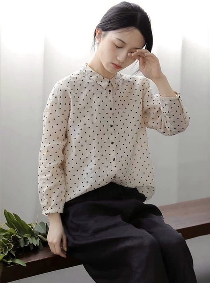 SM045 - Sơmi nàng THER lá cổ nhỏ, tay bo viền (13-05-2024)