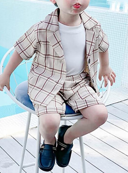 30058 - Bộ short + sơmi giả khoác vest / Vit Bau
