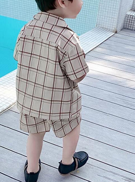 30058 - Bộ short + sơmi giả khoác vest / Vit Bau