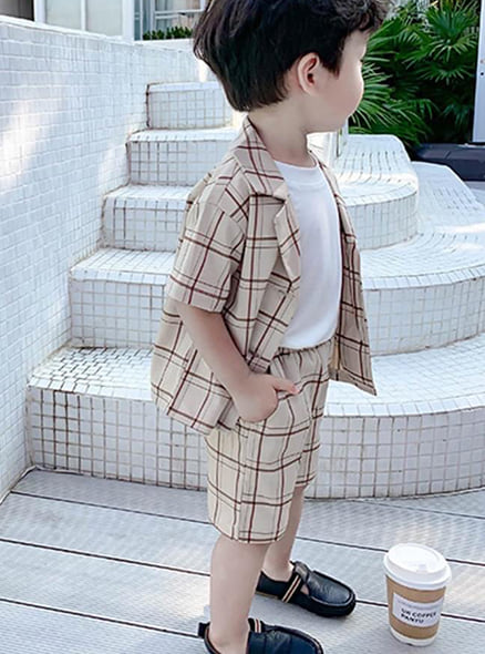 30058 - Bộ short + sơmi giả khoác vest / Vit Bau