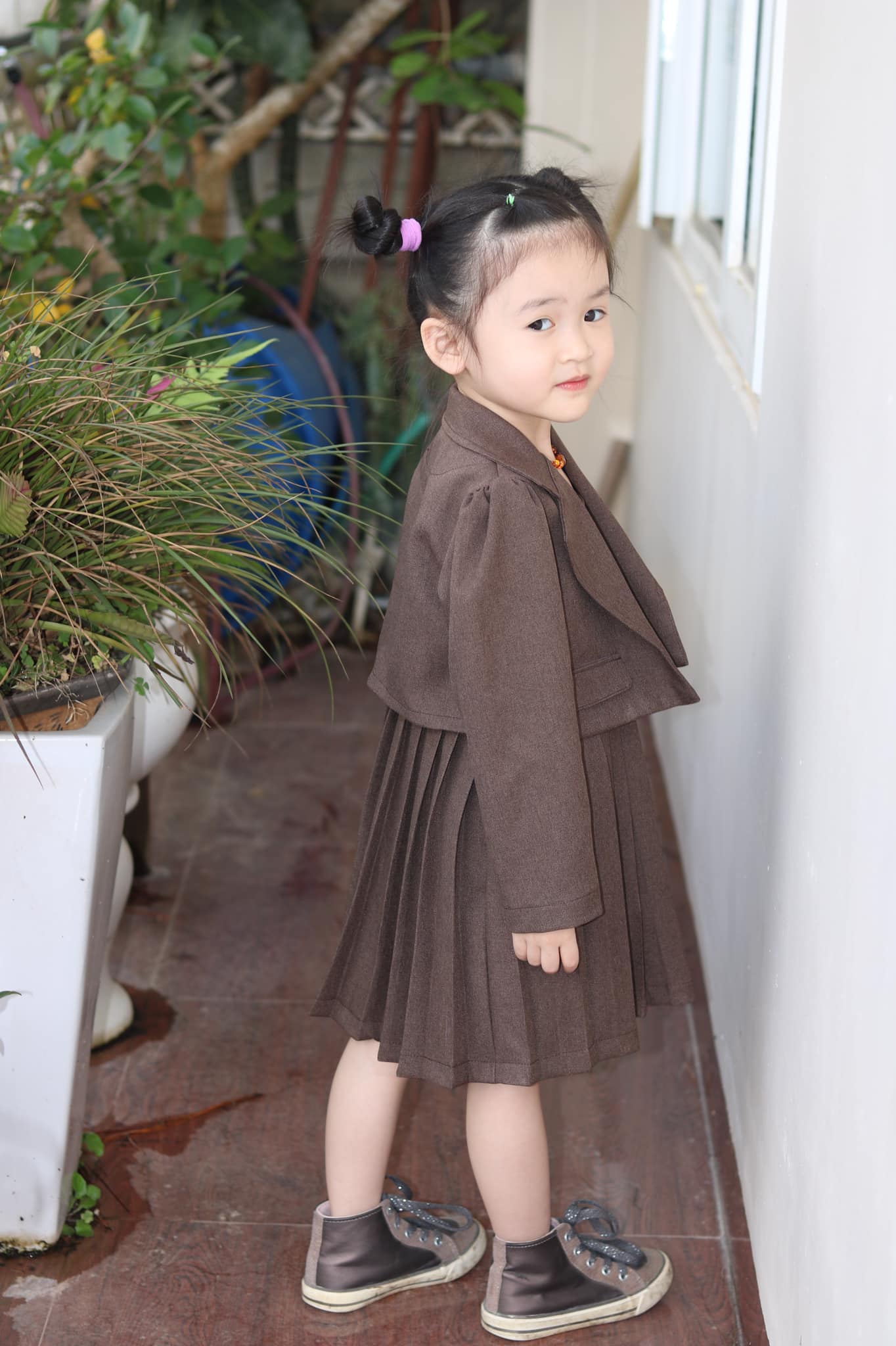 30060 - Set blazer lửng tay phồng + Đầm xếp ly / Đào Đức