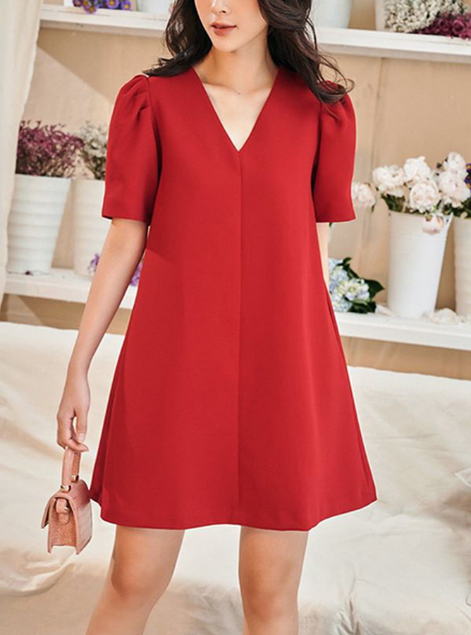 30035 -Đầm A xòe 4 mảnh, tay phồng (10-08-2020)