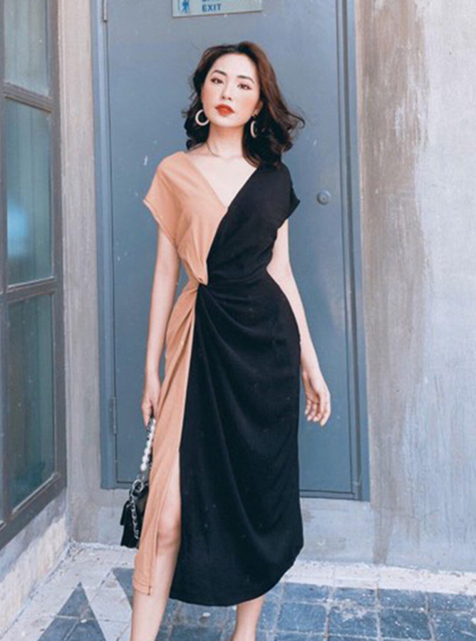 DC024 - Đầm xoắn eo lệch