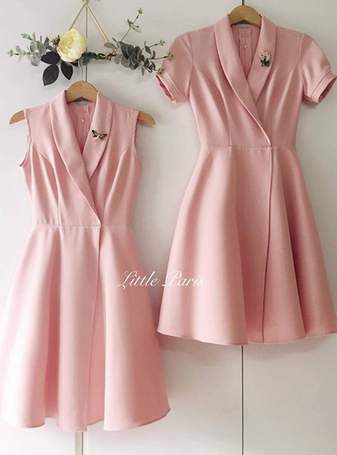 DC008 - Đầm Cổ bẻ Vạt đắp - Women