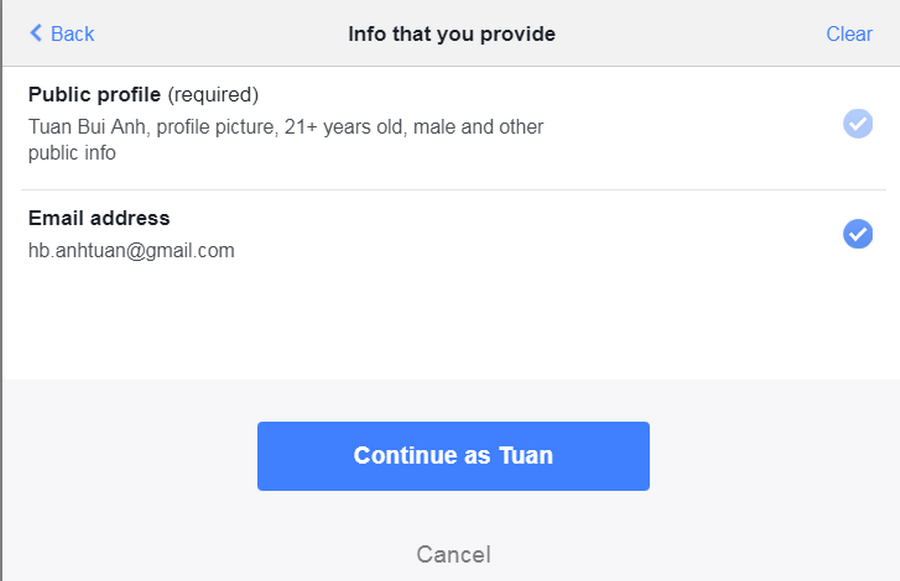 Chứng thực tài khoản bằng Facebook