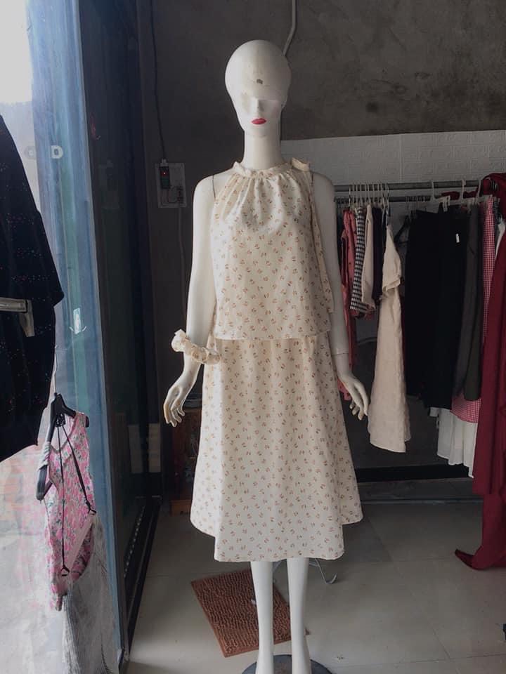 30083 - Bộ Áo yếm nhún cổ và Chân váy